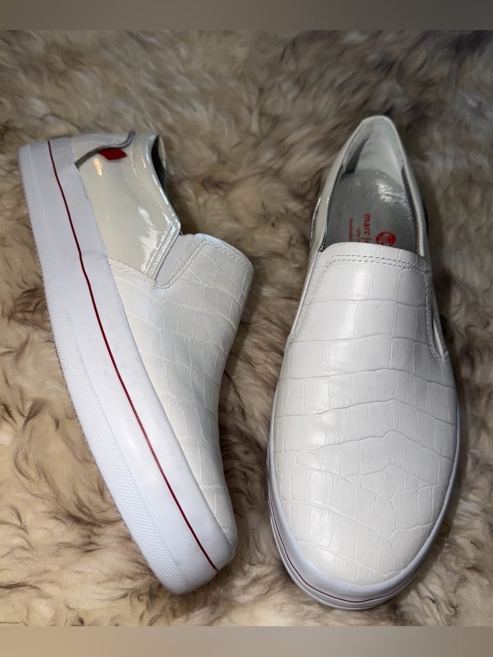 New Marc Joseph Ladies Croc Espadrille Designer Slip On White Sneakers 7 Hampton